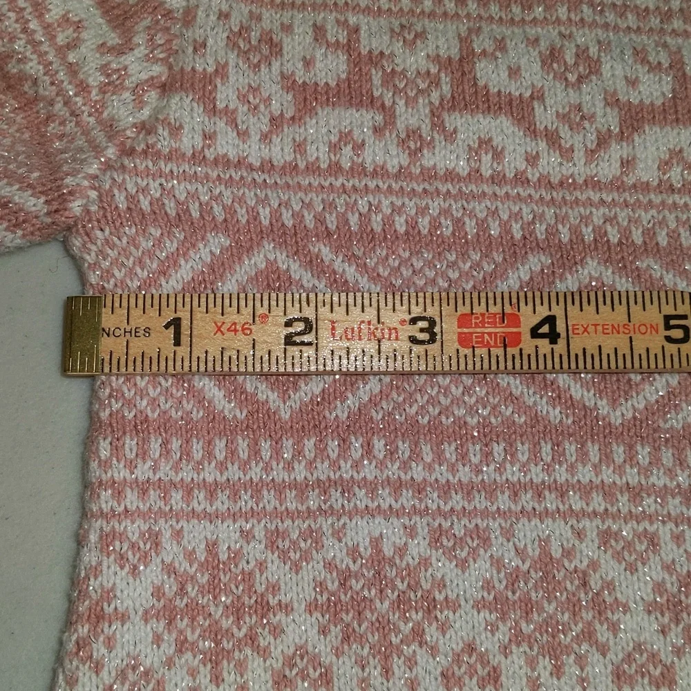 Aspen Kids Size US S 5-6 Pink Reindeer Christmas Print Sweater Dress - Picture 10 of 12